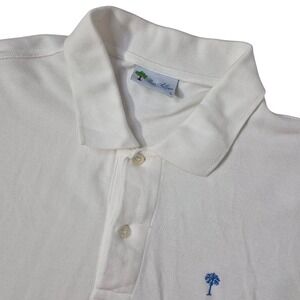 Ben Silver Charleston Polo Shirt Mens Large White Pique Cotton Short Sleeve Logo